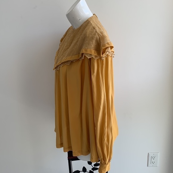 Vintage Jacques Molko Paris, 100% silk, yellow mustard color, size M, blouse - Picture 11 of 16